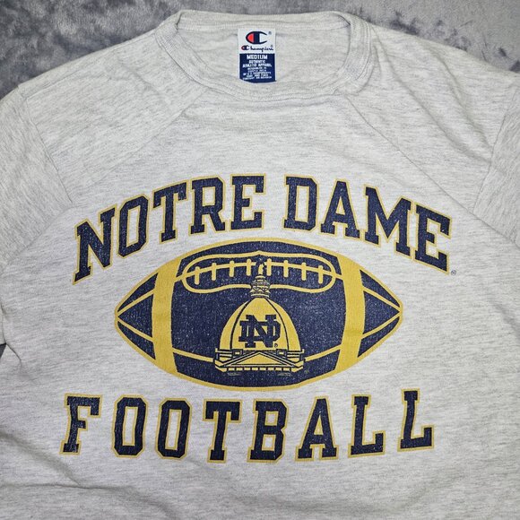 Vintage Notre Dame Football Shirt Champion Tag Men's Medium Gray - Picture 3 of 7